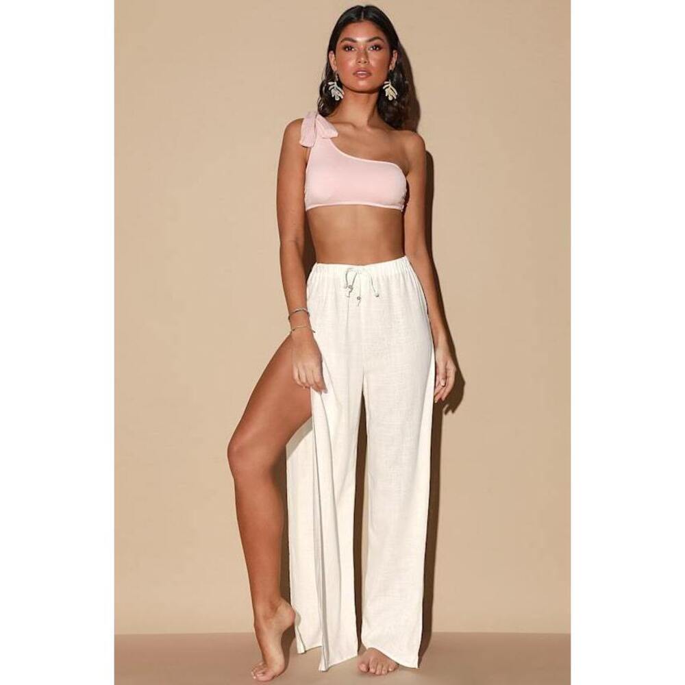Lulus Seaside Sweetie White Swim Cover-up Pants - Size S
